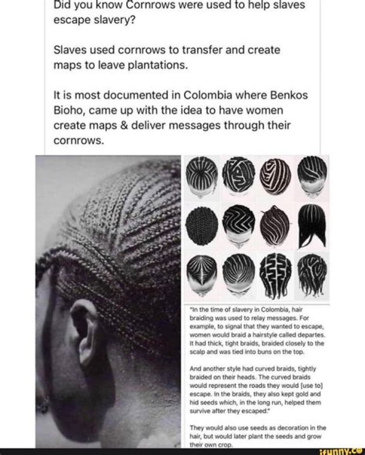 How did cornrows help slaves?