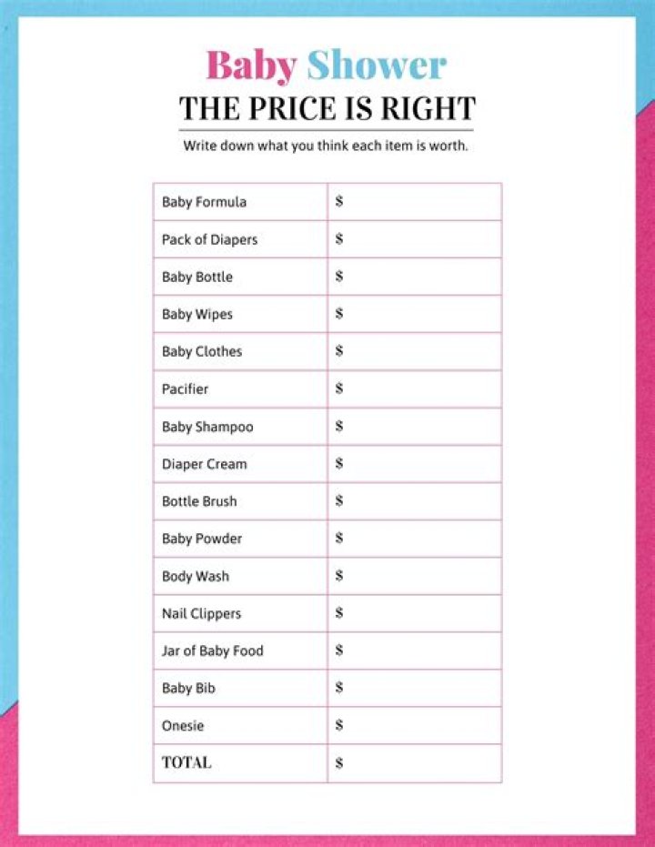 How much should a baby shower cost per person?