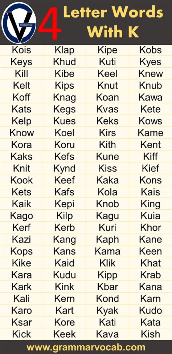 What is a 4 letter word with K?