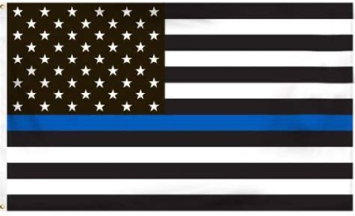 What is the black US flag with blue stripe?