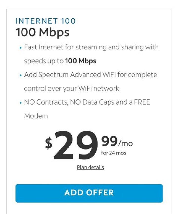 What is the cheapest plan for Spectrum?
